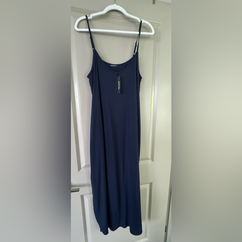 New with tag flow, navy blue cotton maxi dress